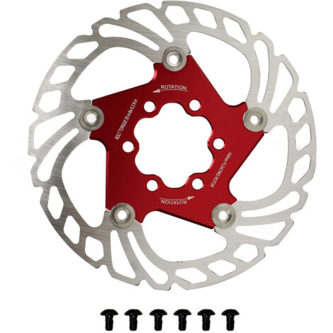 Rote schwimmend gelagerte Bremsscheibe für Rennräder, 6 Löcher, 140 mm/5,5 Zoll, leichter und leistungsstarker Ersatz. (1/5)