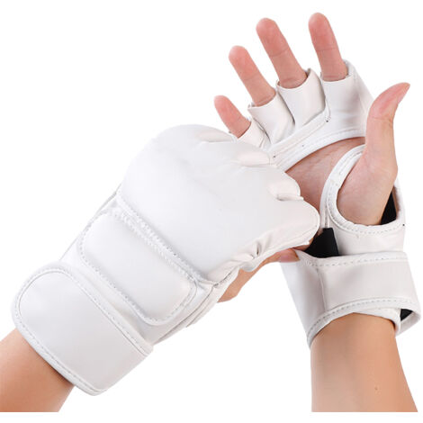 Halbfinger-Boxhandschuhe für Sandsacktraining, Kickboxen und Sparring – Herren und Damen – Weiß