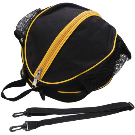 Runde Basketballtasche aus Netzgewebe mit gelbem Rand, Aufbewahrungstasche aus Oxford-Canvas für Fußbälle, geeignet für Indoor-Sportarten (1/5)