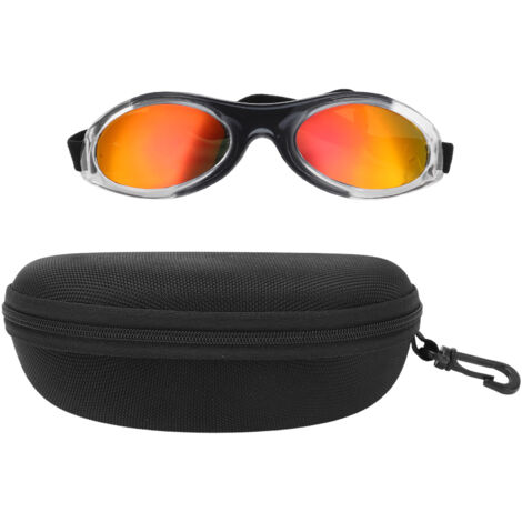 UV-Schutzbrille für Hunde mit verstellbarem Riemen – Schwarz und Rot – Accessoire für kleine Hunde