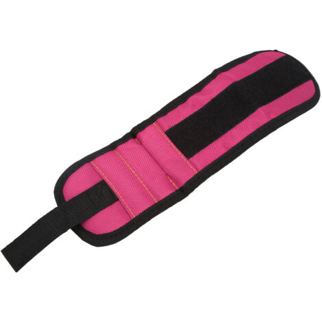 Wasserdichtes magnetisches Werkzeugarmband mit 2 Magneten – Aufbewahrung für Schrauben, Nägel, Bohrer – Rot/Rosa (1/5)