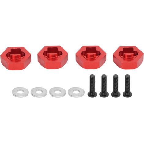 Sechskantnabenadapter aus Aluminiumlegierung, 4 Stück für Traxxas LaTrax Teton 1/18 RC-Truck, rot (1/5)