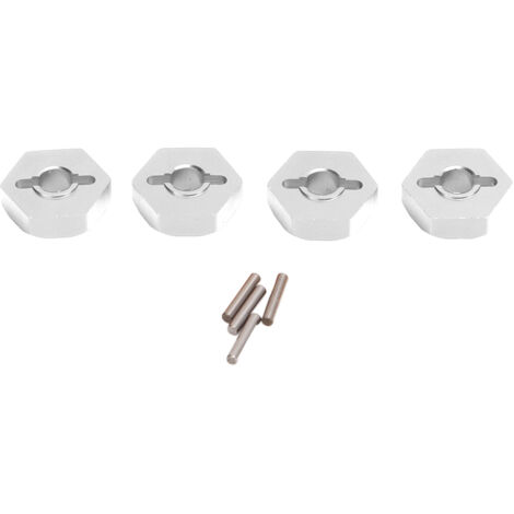 Sechskant-Nabenadapter aus Aluminiumlegierung (12 mm) mit Achsen für 1/16 TRAXXAS Teile, silberfarben (1/5)