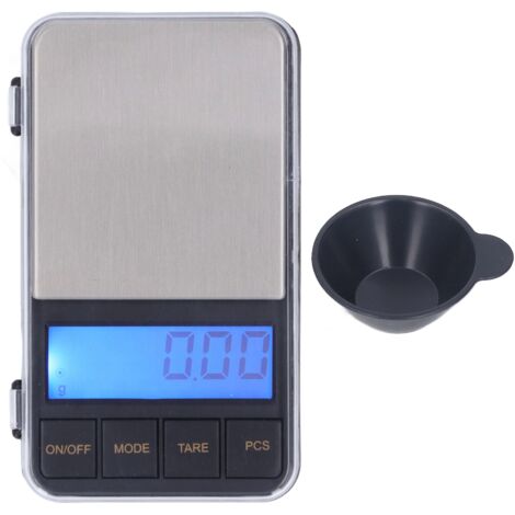 Elektronische Taschenwaage (500 g), Genauigkeit 0,01 g, hintergrundbeleuchtetes LCD-Display, Tara-Funktion, für Schmuck und Präzisionswägungen (1/5)
