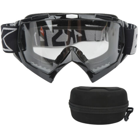 Motorrad-Schutzbrille mit klaren Gläsern und schwarzem Rahmen, Zubehör für Offroad-Motorradfahren und Touren. (1/5)