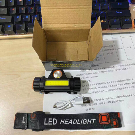 Leistungsstarke, magnetische, wiederaufladbare USB-Stirnlampe für Camping, Angeln und Outdoor-Aktivitäten – Modell 101 (1/5)