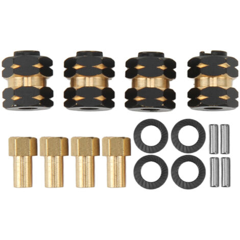 4-teiliges Set Messingadapter für RC-Achsen, Sechskantnabenverlängerung, kompatibel mit Axial SCX24 AXI90081 AXI00001 1/24 (1/5)