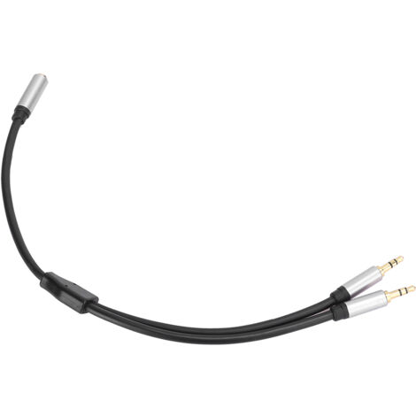 3,5-mm-Klinkenbuchse auf 2 Klinkenstecker Audiokabel, Stereo-Splitter für Auto, Fernseher, Verstärker, 0,3 m, silber (1/5)