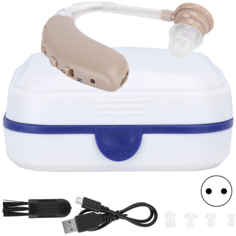 Wiederaufladbares Bluetooth-Hörgerät, digitaler Hörverstärker für Hörgeschädigte, EU-Stecker 100–240 V, hautfarben (1/5)