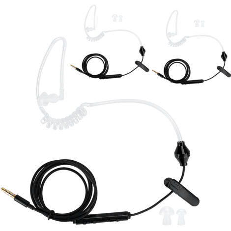 3er-Pack HRT-1 Air Tube Ohrhörer mit Mikrofon für Mobiltelefone, kabelgebunden, 3,5-mm-Klinkenstecker, Schwarz (1/5)