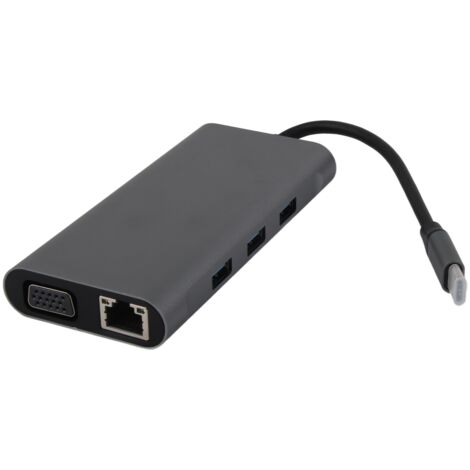 10-in-1 USB-C-Dockingstation mit VGA, RJ45, PD-Ladeanschluss und Multifunktions-Hub