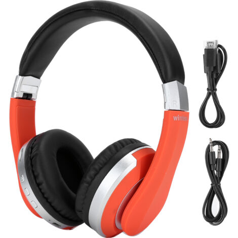 Faltbares kabelloses Bluetooth-Gaming-Headset mit Mikrofon – Orangefarbene On-Ear-Stereo-Kopfhörer (1/5)
