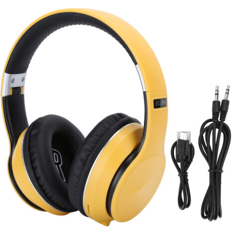 Faltbarer kabelloser Bluetooth-Sportkopfhörer mit Radio, Stereo-Ohrhörer (Gelb) (1/5)