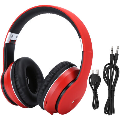 Kabellose Bluetooth-Stereo-Kopfhörer für Musik, Spiele und PC, speicherkartenkompatibel, Rot (1/5)