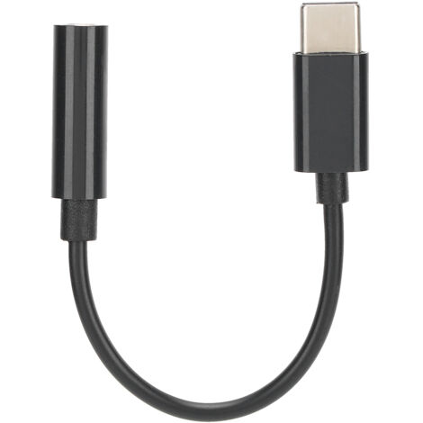 USB-C-auf-3,5-mm-Klinkenstecker-Adapter für Kopfhörer und Ohrhörer – Schwarzes Kabel (1/5)