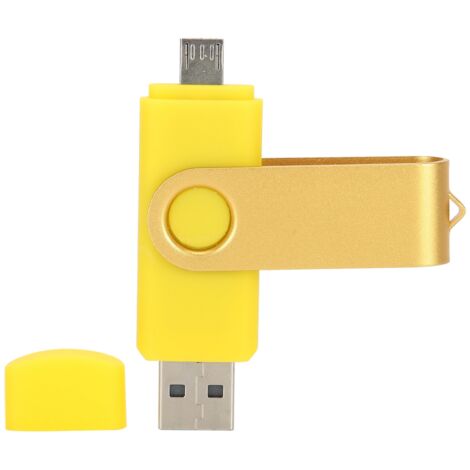OTG-USB-Stick mit zwei Micro-USB- und USB-A-Anschlüssen, tragbarer Datenspeicher, 128 GB gelber Flash-Speicher (1/5)