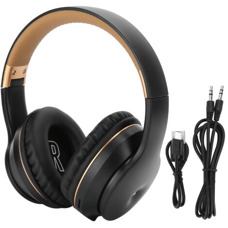 Kabellose Bluetooth-Stereo-Kopfhörer für MP3-Musik, Spiele und Computer speicherkartenkompatibel, schwarz und gold. (1/5)