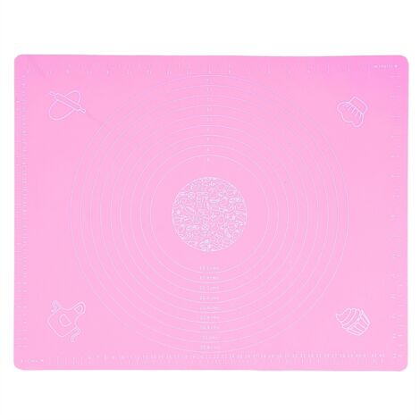 Dicke, 40 x 50 cm große, rosa Silikon-Backmatte mit Skala zum Ausrollen von Teig (1/5)