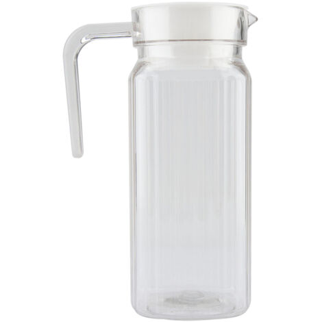 800 ml durchsichtige Acryl-Saftflasche mit Deckel, ideal für Bar und Zuhause, gestreiftes Muster, kältebeständig. (1/5)