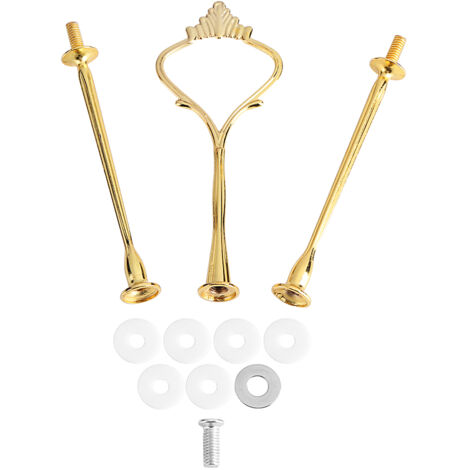 Goldene, dreistöckige Tortenplatte in Kronenform mit Obstschale und Griff (1/5)