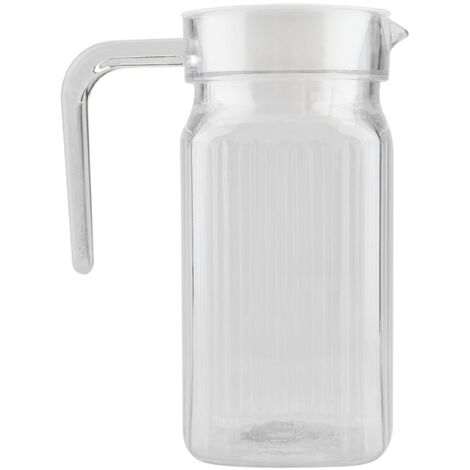 500 ml transparente, gestreifte Acryl-Saftflasche, isolierter Krug mit Deckel für Bar und Zuhause (1/5)