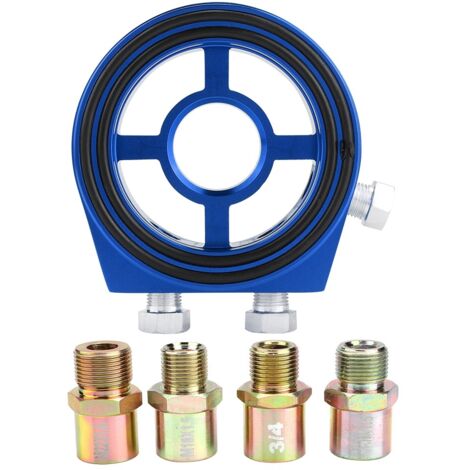 Universeller blauer Aluminium-Ölfilteradapter mit Temperaturanzeige (1/5)