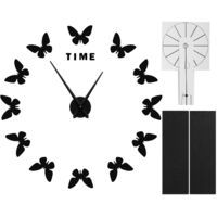 Großer Schmetterlings-Wanduhr-Aufkleber, modernes Design, Schwarz, kreative DIY-Wohnzimmerdekoration
