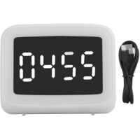 Tragbarer Bluetooth 5.0-Lautsprecher mit Digitaluhr, UKW-Radio, Thermometer, Wecker und LED-Nachtlicht – Weiß