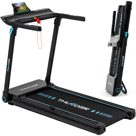 Tapis roulant pieghevole elettrico THUNDER® ULTRA-NERO 130kg con applicazione LED banda 45cm