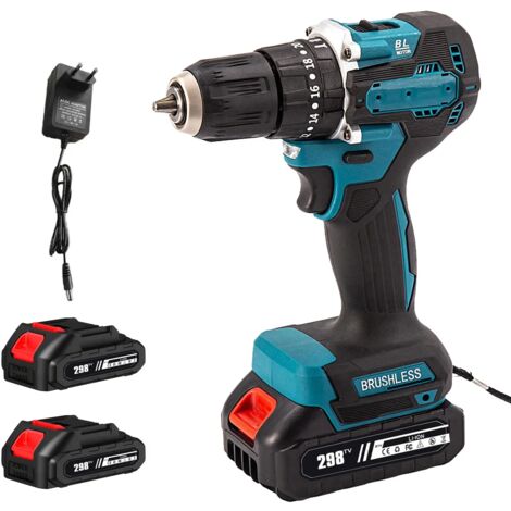 Perceuse visseuse sans fil sans balais 40 Nm vitesse variable outil bricolage perçage et vissage bois maison (1/5)