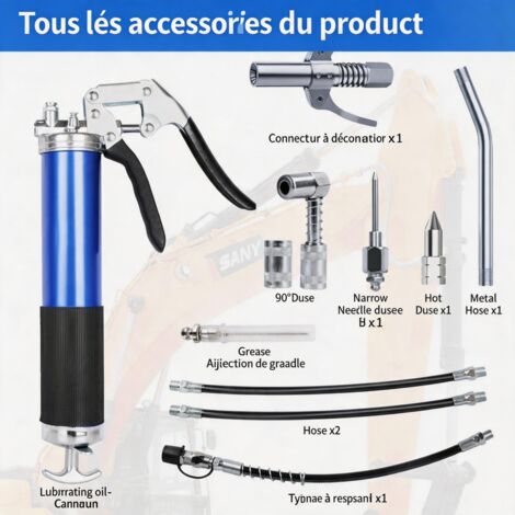 kit de 11 accessoires Pistolet à graisse manuel (1/5)