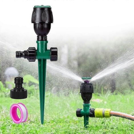 Arroseur de jardin avec système d'irrigation circulaire automatique pour pelouses, base avec embout d'irrigation rotatif à 360°. (1/2)