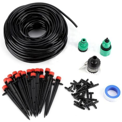 Kit d'irrigation goutte à goutte, système de micro-irrigation pour jardin avec buse réglable, tuyau extensible pour espaces verts (1/2)
