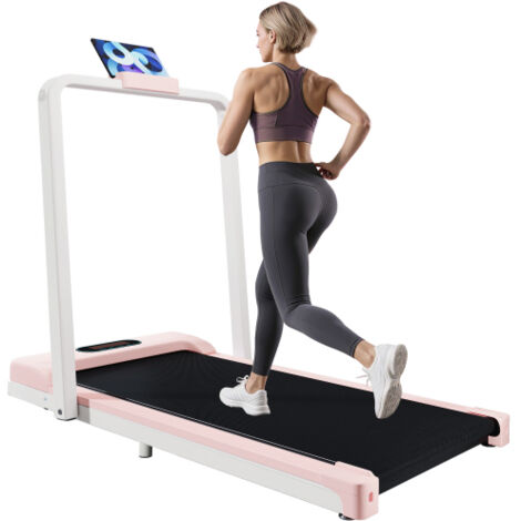 Tapis de course pliable 2 en 1 pour maison et bureau, walking pad 1-6 km/h avec télécommande, écran LED, haut-parleur Bluetooth et support téléphone (1/5)