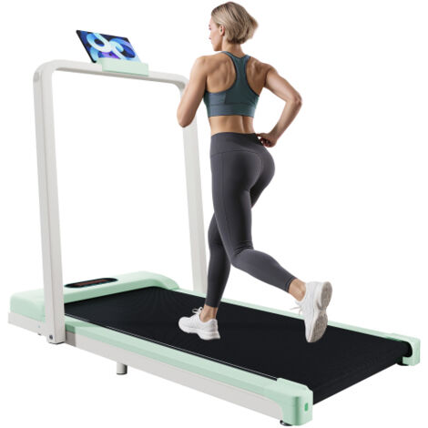 Walking pad pliable 2 en 1 pour maison et bureau, 1-6 km/h, avec télécommande, écran LED, haut-parleur Bluetooth et support téléphone (1/5)