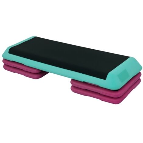 Stepper d'aérobic et de fitness pour la maison, réglable en hauteur (10 cm, 15 cm, 20 cm), en PVC et PP, noir, vert, violet, 110 x 40 x 20 cm, pour un entraînement efficace (1/5)