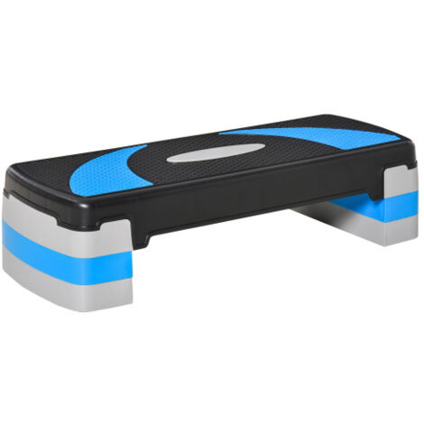 Stepper d'aérobic réglable en hauteur sur 3 niveaux (10/15/20 cm), appareil de fitness à domicile, jusqu'à 150 kg, bleu clair, 80 x 31 x 10-20 cm (1/5)
