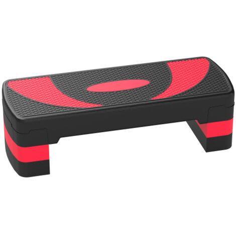 Stepper d'aérobic réglable en hauteur avec 3 niveaux (10/15/20 cm) - Appareil de fitness pour la maison, utilisable en intérieur et en extérieur, capacité de charge jusqu'à 150 kg - Rouge (1/5)