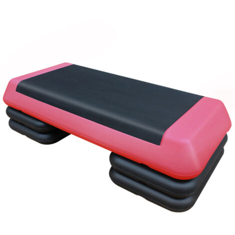 Stepper d'aérobic réglable de 76 cm (28,5 pouces) pour le fitness et l'entraînement, rouge et noir, avec 4 rehausses (1/5)
