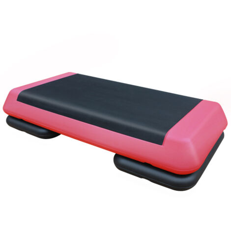 Stepper d'aérobic réglable de 76 cm (28,5 pouces) pour le fitness et l'entraînement, rouge et noir, avec 2 rehausses (1/5)