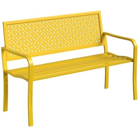 Banc de jardin 2 places en métal, résistant aux intempéries, avec dossier antirouille, design géométrique, charge maximale de 240 kg (1/5)