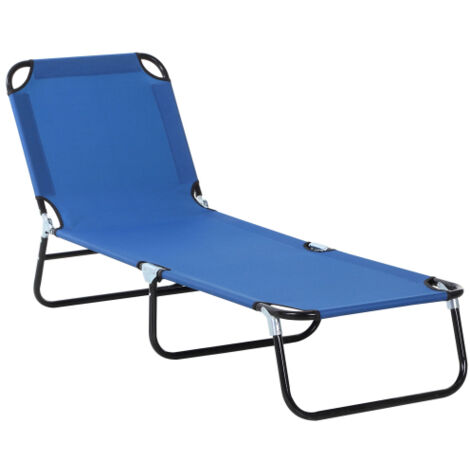Chaise longue de jardin avec dossier réglable, en acier, bleue, 188 x 56 x 28 cm, idéale pour le jardin et le balcon (1/5)