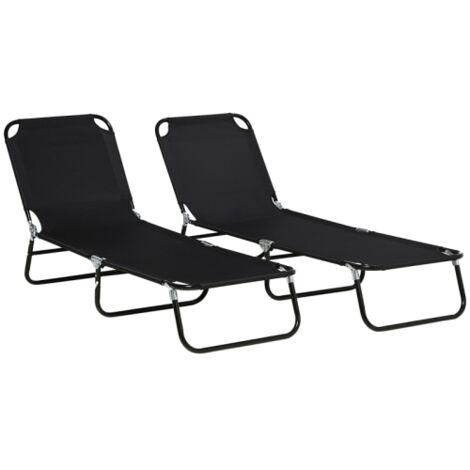 Lot de 2 chaises longues pliantes de jardin avec dossier réglable sur 5 positions, pouvant supporter jusqu'à 120 kg (1/5)