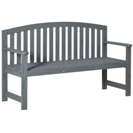 Banc de jardin 2 places en bois, résistant aux intempéries, avec dossier, charge maximale 240 kg, 143 x 51 x 85 cm, gris (1/5)
