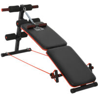 Banc de musculation multifonctionnel avec station de musculation et système d'assistance à ressort, charge maximale de 120 kg, noir, 54 x 160 x 106 cm