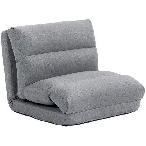 Un pouf avec fonction lit intégrée, dossier réglable et pliable, capacité de charge de 120 kg, dimensions 70 x 72 x 56 cm, gris. (1/5)