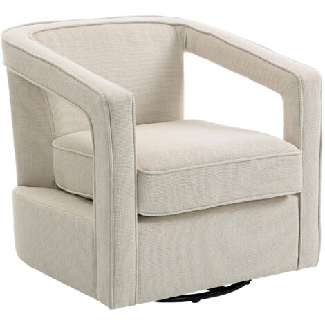Fauteuil de salon pivotant à 360°, inclinable avec dossier et accoudoirs monoblocs, 77 x 75 x 72 cm, beige (1/5)