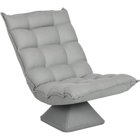 Fauteuil inclinable pivotant/fauteuil de lecture, finition velours, 62 cm x 70 cm x 95 cm, gris clair. (1/5)