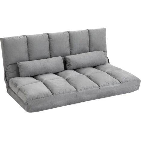 Canapé deux-en-un moderne avec dossier et assise réglables en 7 positions. Canapé de salon, 130 x 73 x 60 cm, gris clair. (1/5)