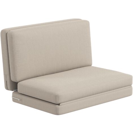 Ce canapé-lit convertible avec matelas d'appoint est amovible, mesure 120 cm de large et est de couleur beige. Il convient aux salons et aux chambres. (1/5)